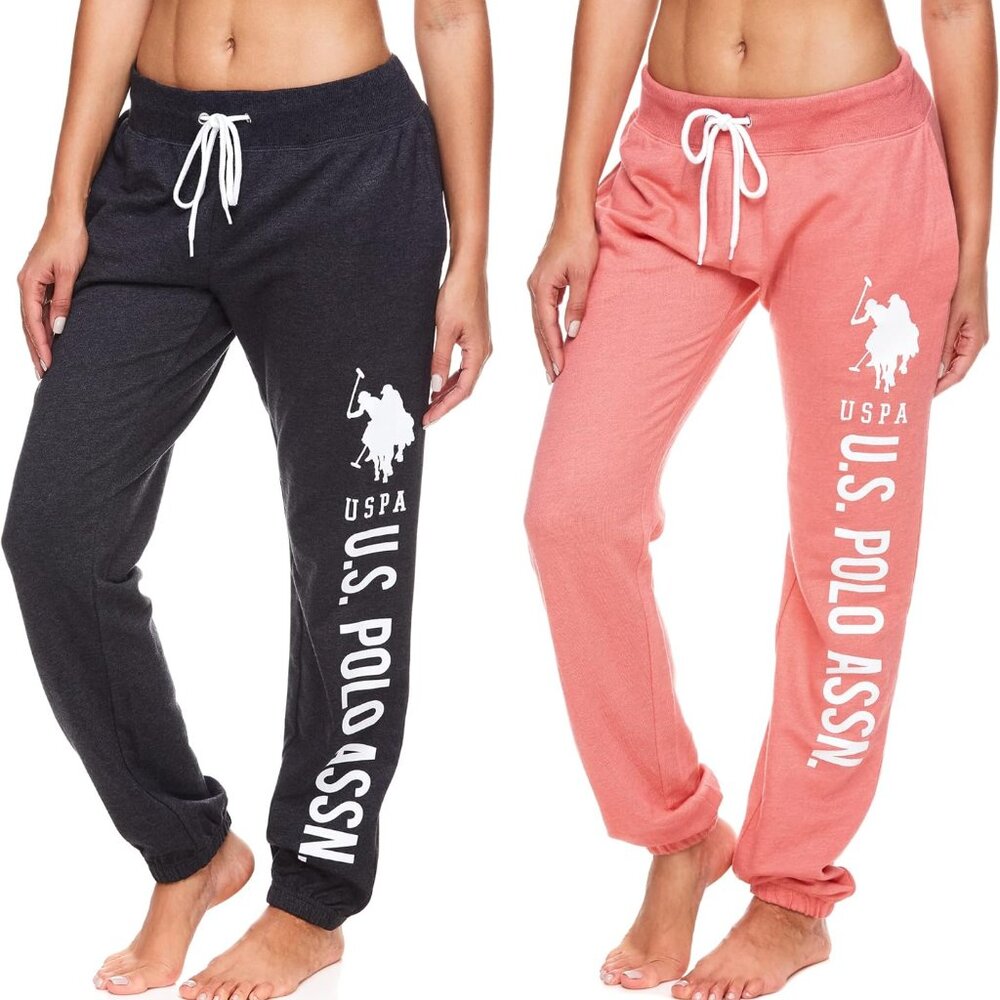 Womens 2 Pack Printed French Terry Boyfriend Jogger Sweatpants